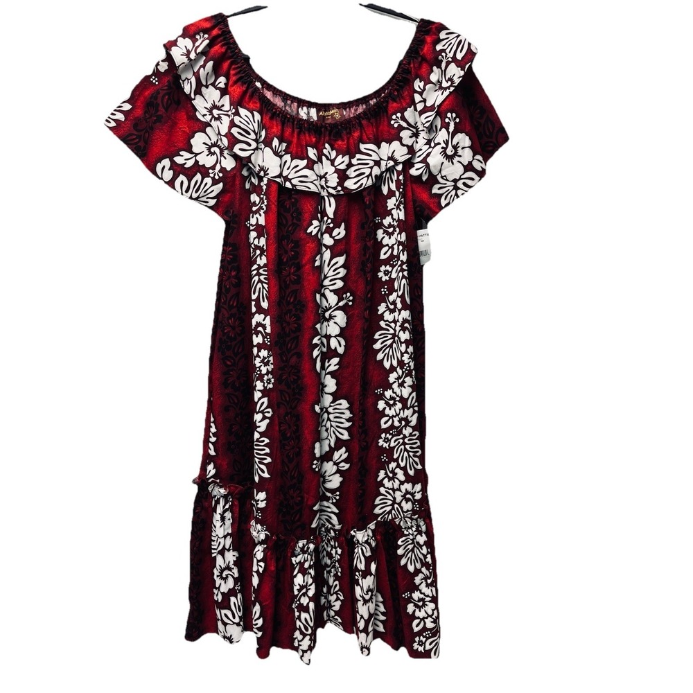 Aloha Mo'i XL Red Hawaiian Hibiscus Dress Muu Muu Luau Tropical Resort Beach NWT